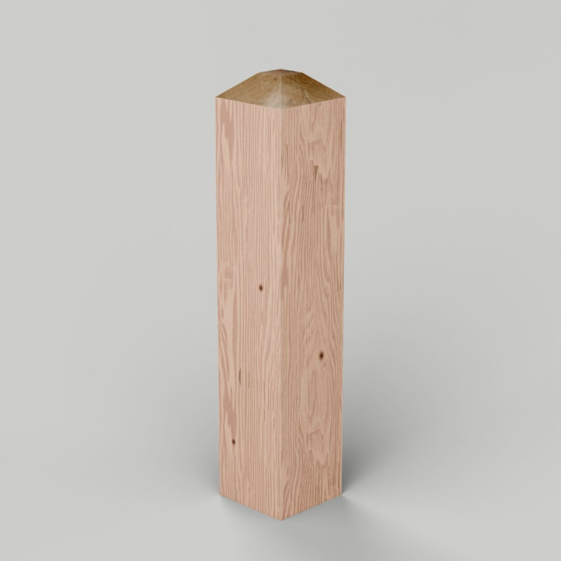 Douglas fir square bollard, 4 way flat top