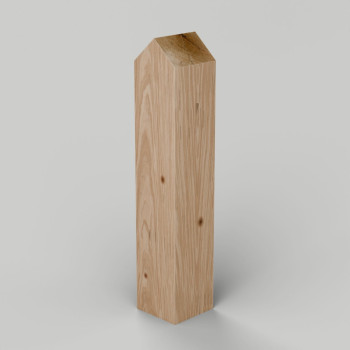 Rough sawn European oak bollard, 150 x 150 mm, half pyramid top, no groove