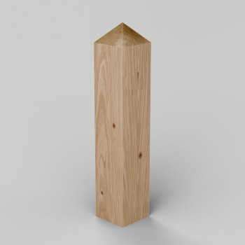 Rough sawn European oak bollard, 175 x 175 mm, full pyramid top, no groove
