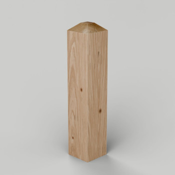 Rough sawn European oak bollard, 200 x 200 mm, 4 way flat top, no groove