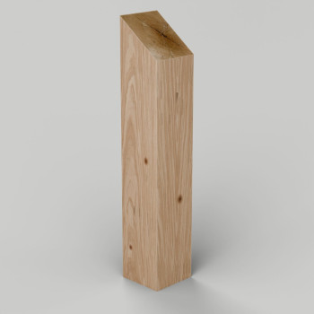 Rough sawn European oak bollard, 250 x 250 mm, back weathered top, no groove