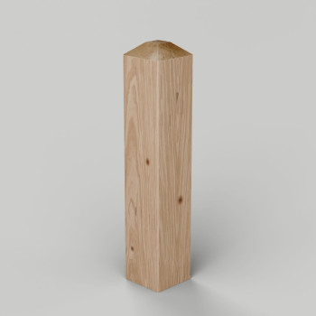 Planed and chamfered European oak bollard, 100 x 100 mm, 4 way flat top, no groove