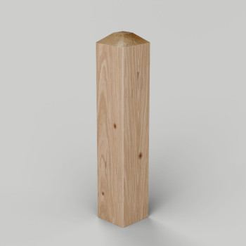 Planed all round European oak bollard, 150 x 150 mm, 4 way flat top, no groove