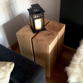 Oak Pedestal Side Table / Lamp Stand