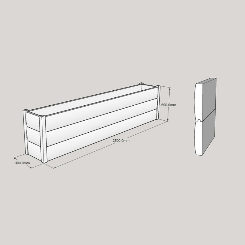 Half LogLap Planter 2500x400 - UK Timber Ltd