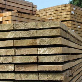 Pallet of New Green Treated Softwood Sleepers 200mm x 50mm - FREE EXPRESS DELIVERY