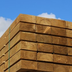 Pallet of New Green Treated Softwood Sleepers 250mm x 125mm - FREE EXPRESS DELIVERY