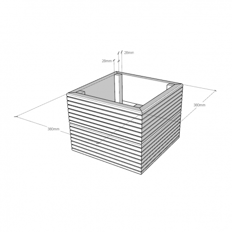 380mm x 380mm x 290mm Decking Board Planter