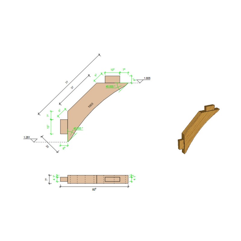 Oak Curved Wind Brace Hardwood Timber Braces online from the Experts