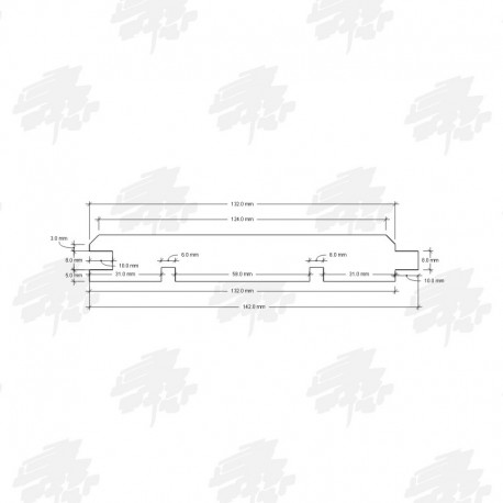 142mm Siberian Cedar Tongue and Groove Cladding - Technical Drawing