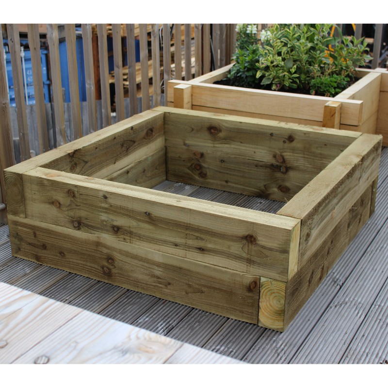 Green Eco Treated Softwood Raised Bed Kit Square Buy FlowerBed Planters Online from the