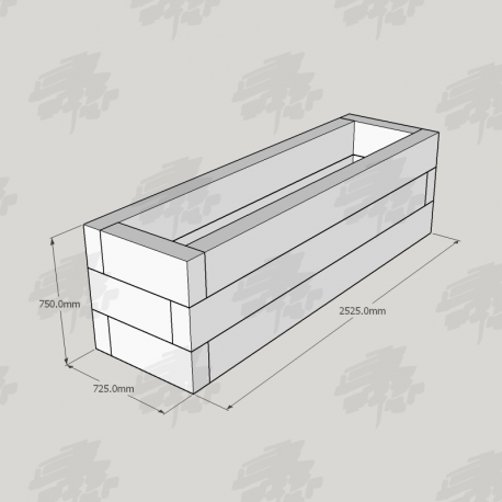 2525x725x750mm Green Treated Softwood Sleeper Raised Bed Kit - Rectangular