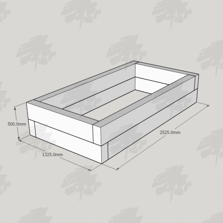 2525x1325x500mm Green Treated Softwood Sleeper Raised Bed Kit - Rectangular