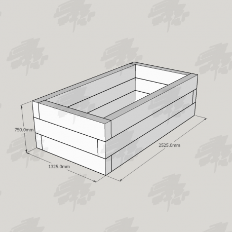 2525x1325x750mm Green Treated Softwood Sleeper Raised Bed Kit - Rectangular