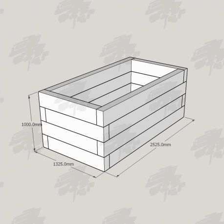 2525x1325x1000mm Green Treated Softwood Sleeper Raised Bed Kit - Rectangular