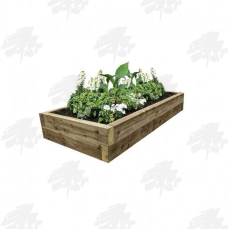 2525x1325x500mm Green Treated Softwood Sleeper Raised Bed Kit - Rectangular