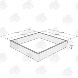Planed Oak FlowerBed Kit - Square - 1240x1240x190mm - FREE EXPRESS DELIVERY