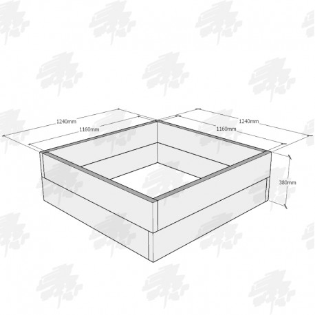 Planed Oak FlowerBed Kit - Square - 1240x1240x380mm - FREE EXPRESS DELIVERY