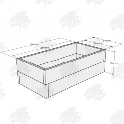 Planed Oak FlowerBed Kit - Rectangular - 1240x640x380mm