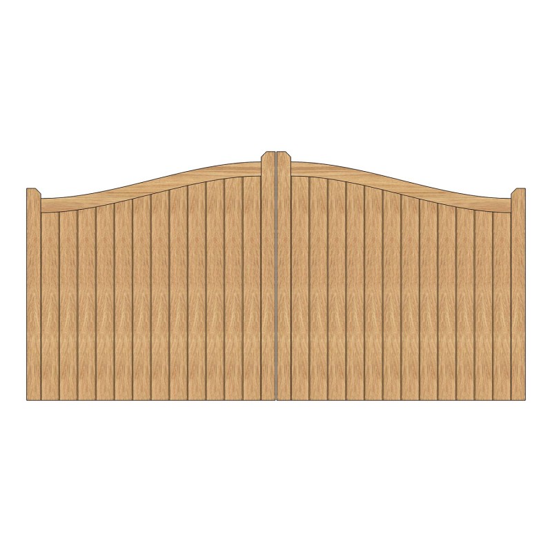 Pair of Solid Oak Swan Neck Closeboard Driveway Gates