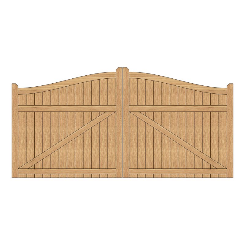 Pair of Solid Oak Swan Neck Closeboard Driveway Gates