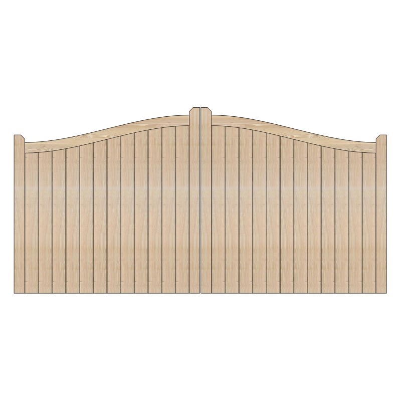 Pair of British Larch/Douglas Fir Swan Neck Closed Board Driveway Gates