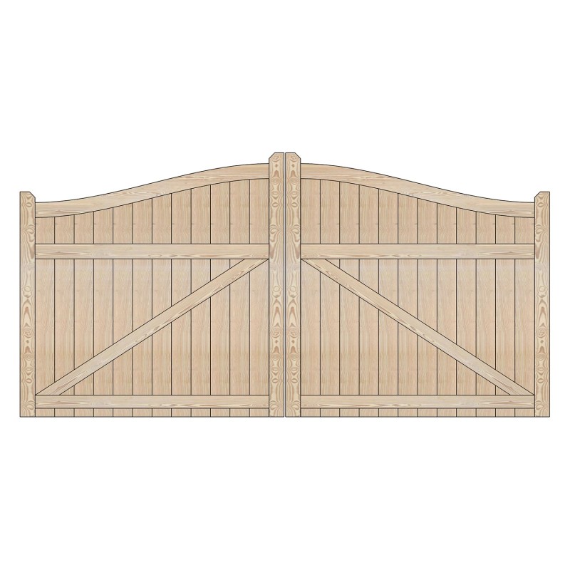 Pair of British Larch/Douglas Fir Swan Neck Closed Board Driveway Gates