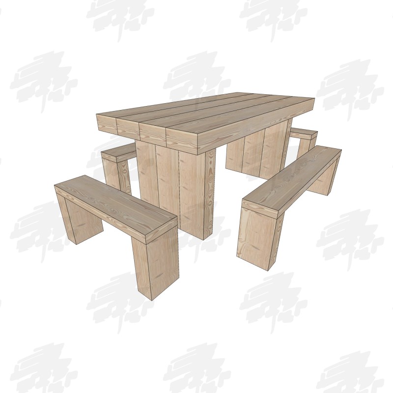 Douglas Fir Refectory Table and Seating Furniture Set - Grand, image 1 of 2
