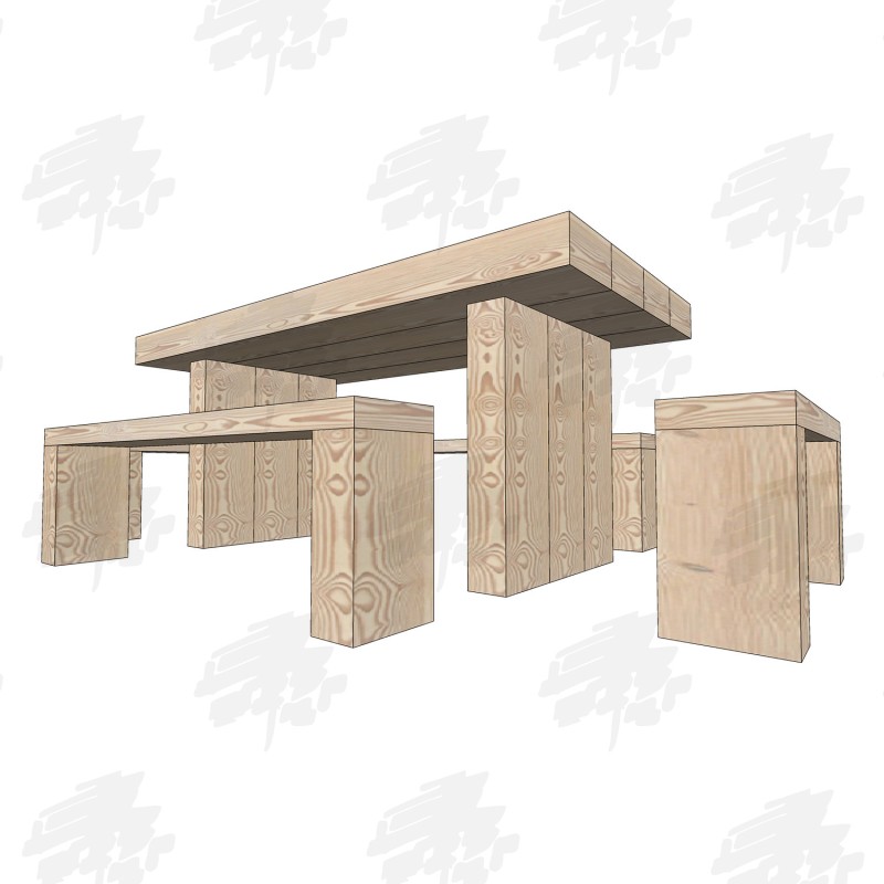 Douglas Fir Refectory Table and Seating Furniture Set - Grand, image 2 of 2