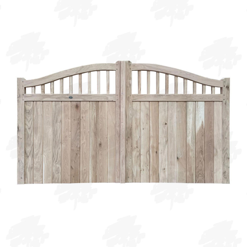 European Oak Swan Neck Cottage Style Driveway Gates