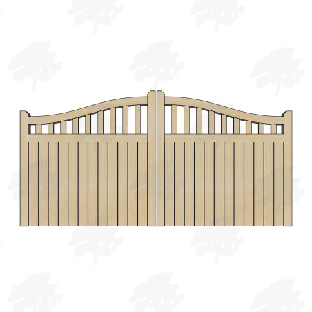 Pair of Solid Larch/Douglas Fir Swan Neck Cottage Style Closeboard Driveway Gates
