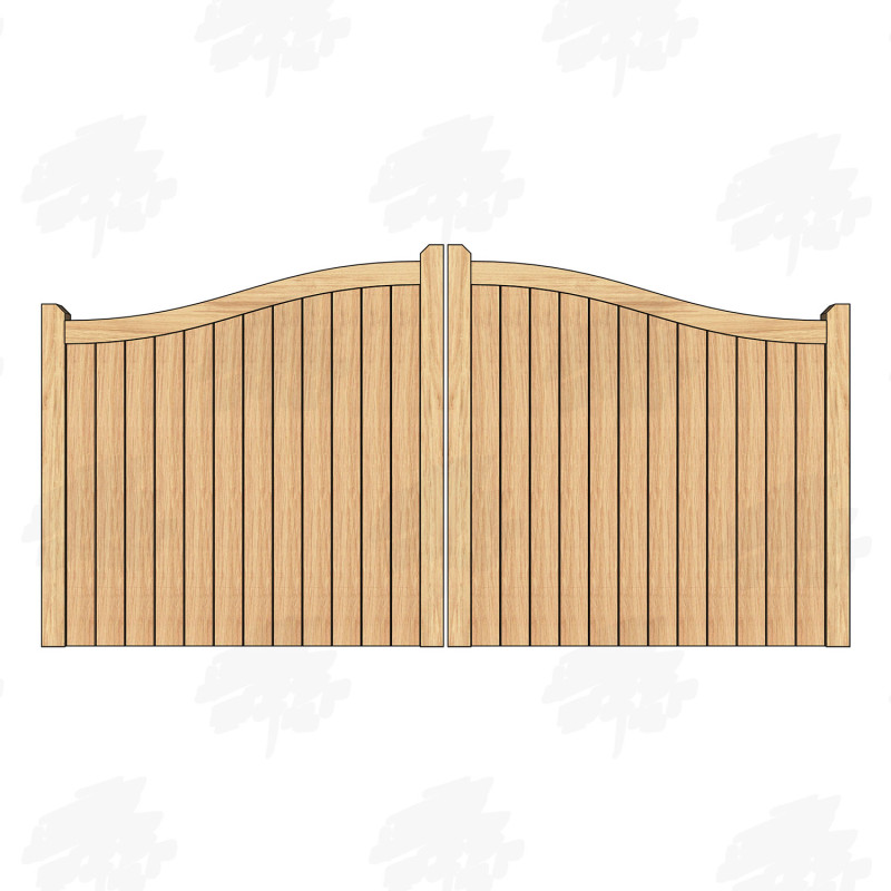 Pair of European Oak Swan Neck Closeboard Driveway Gates