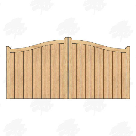 Pair of European Oak Swan Neck Closeboard Driveway Gates