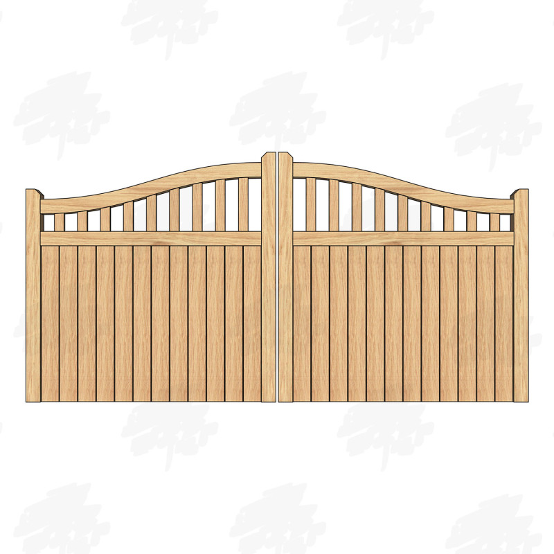 Pair of European Oak Swan Neck Cottage Style Driveway Gates