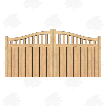 Pair of European Oak Swan Neck Cottage Style Driveway Gates