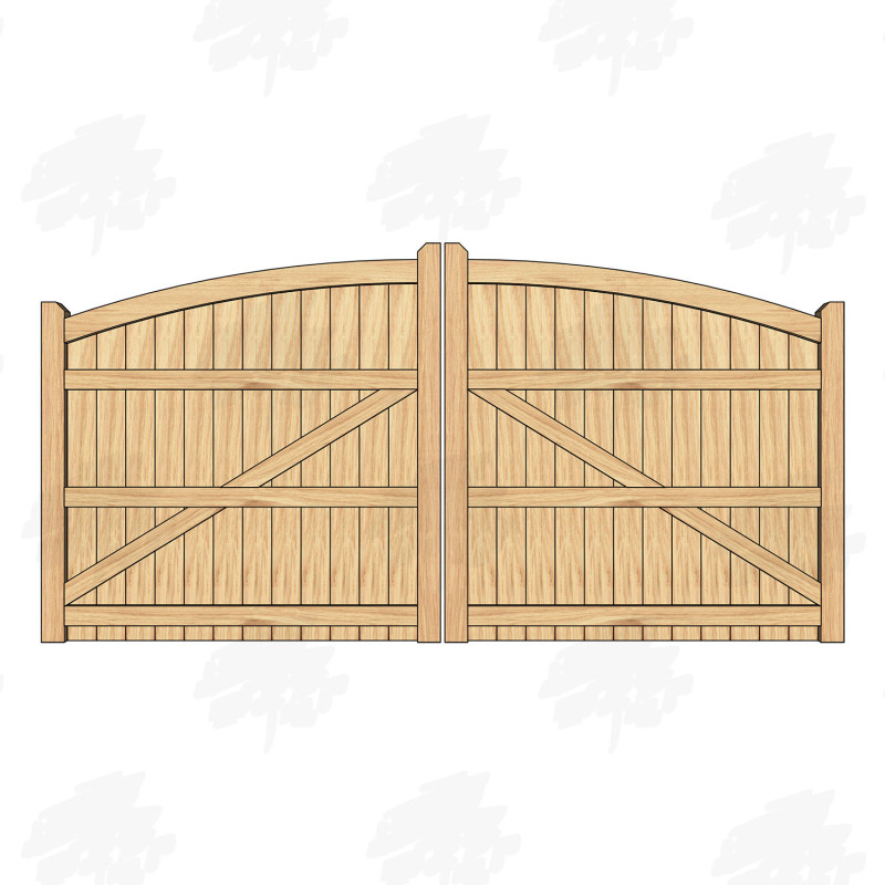 European Oak Curved Top Closeboard Driveway Gates