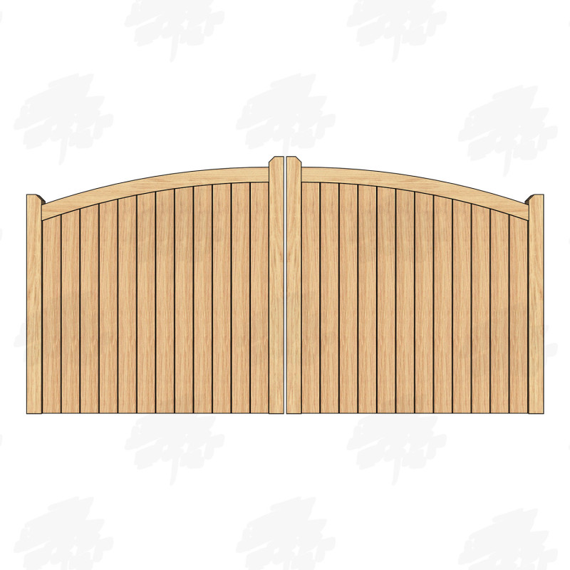 European Oak Curved Top Closeboard Driveway Gates
