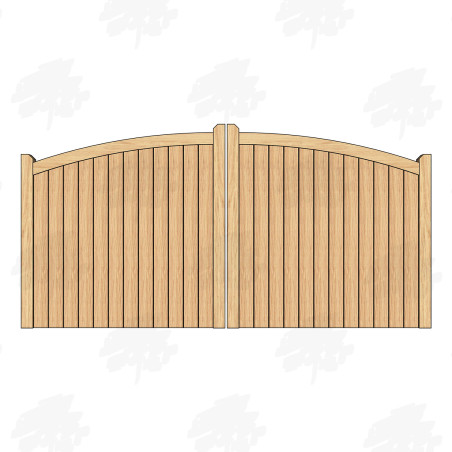 European Oak Curved Top Closeboard Driveway Gates