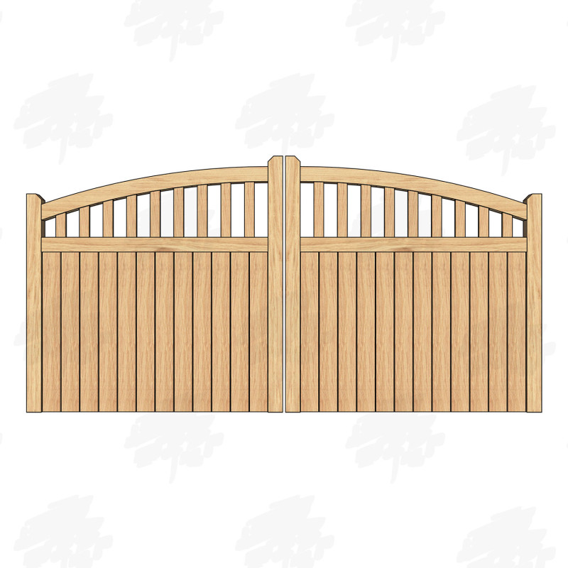 European Oak Curved Top Cottage Style Driveway Gates