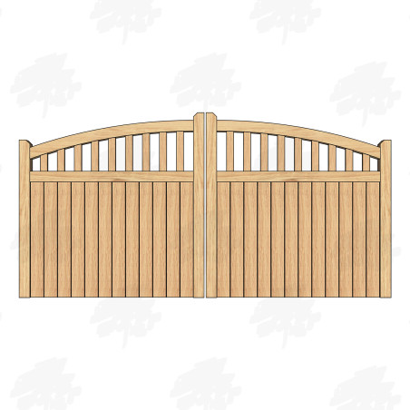 European Oak Curved Top Cottage Style Driveway Gates