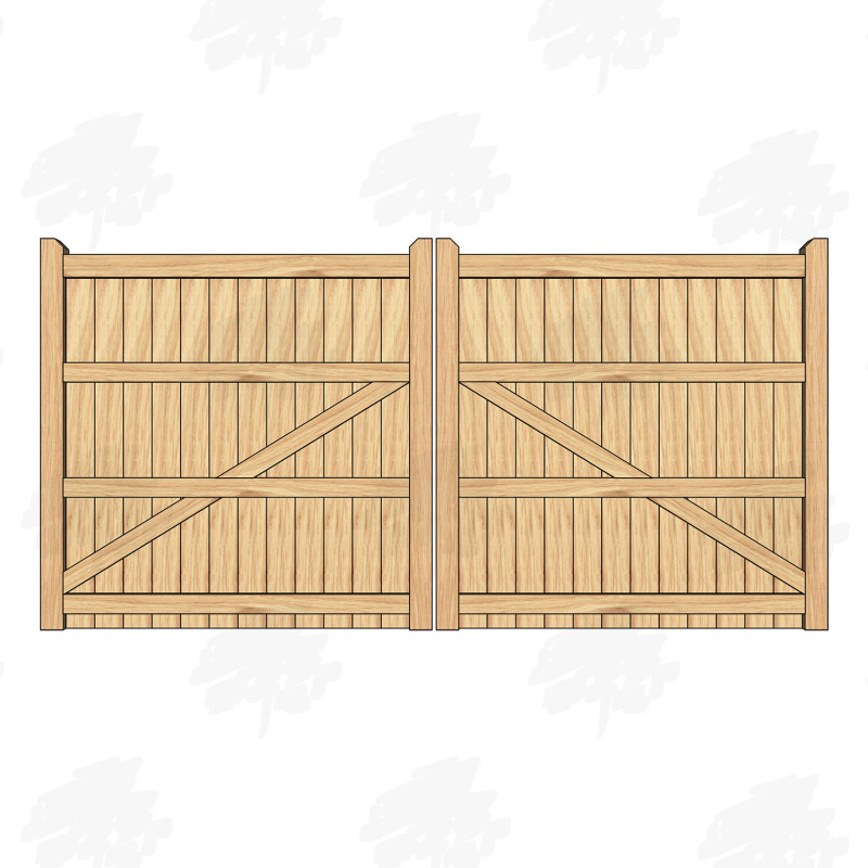 Pair of European Oak Flat Top Closeboard Driveway Gates