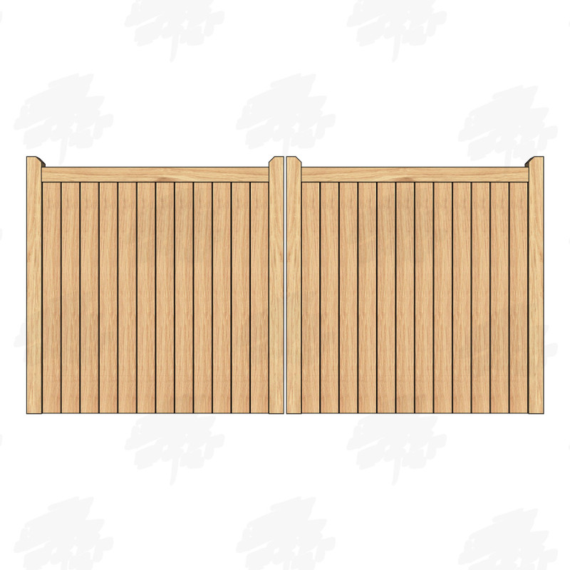 Pair of European Oak Flat Top Closeboard Driveway Gates