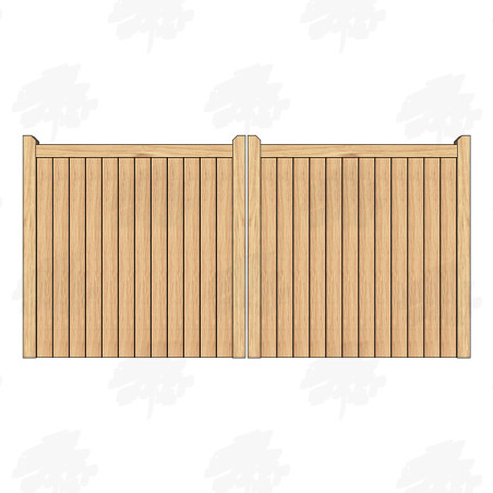 Pair of European Oak Flat Top Closeboard Driveway Gates