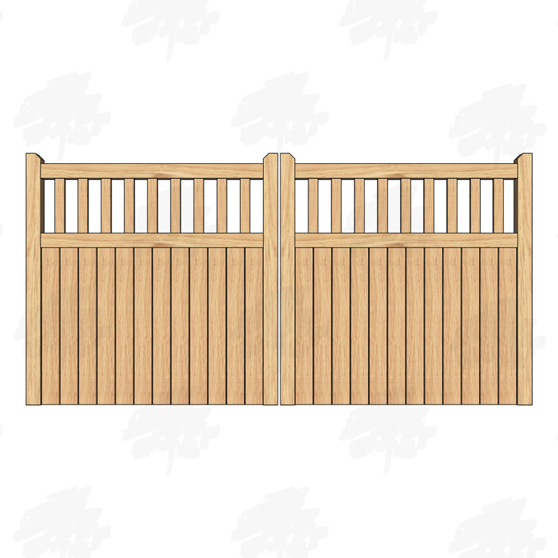 Pair of European Oak Flat Top Cottage Style Driveway Gates