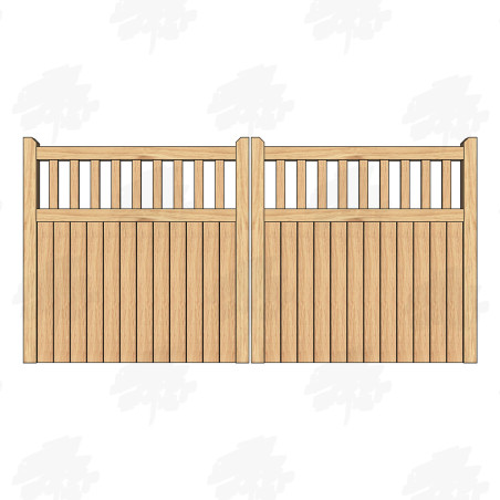 Pair of European Oak Flat Top Cottage Style Driveway Gates