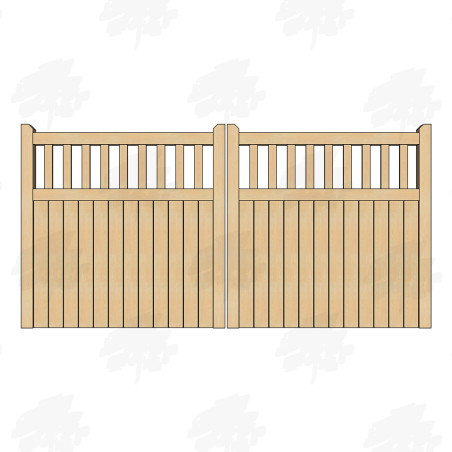 Pair of British Douglas Fir Flat Top Cottage Style Driveway Gates