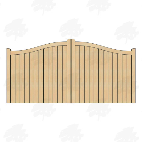 Pair of British Douglas Fir Swan Neck Closed Board Driveway Gates