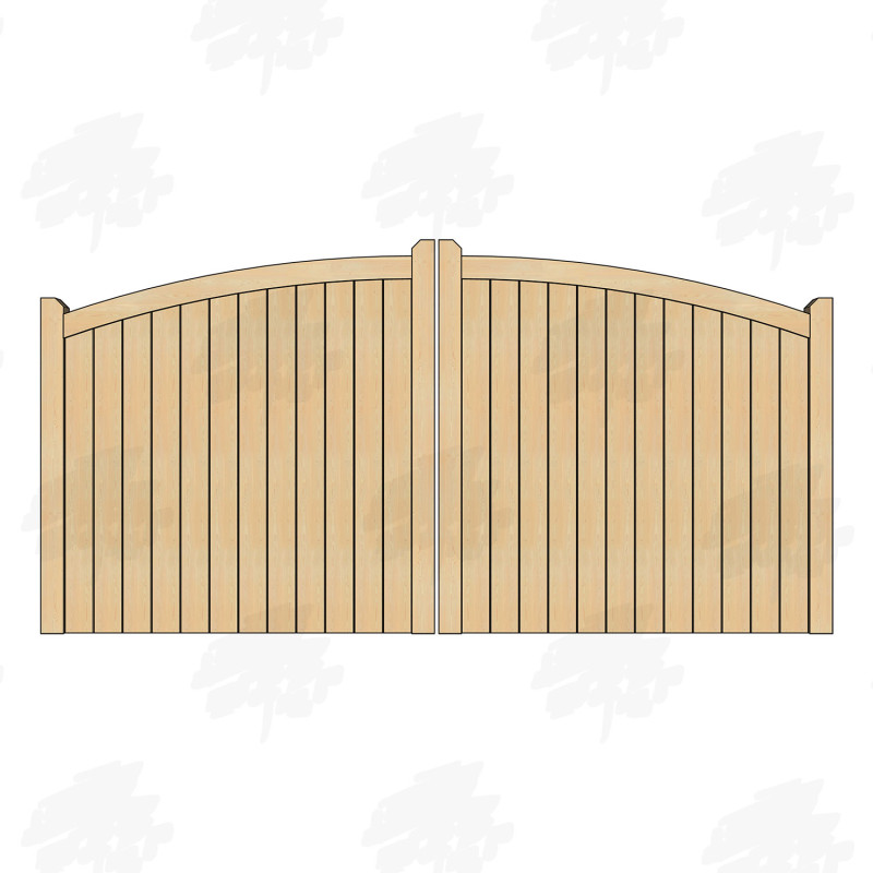 Pair of British Douglas Fir Curved Top Closeboard Driveway Gates