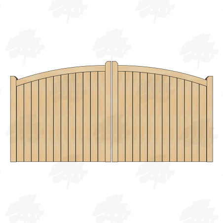 Pair of British Douglas Fir Curved Top Closeboard Driveway Gates