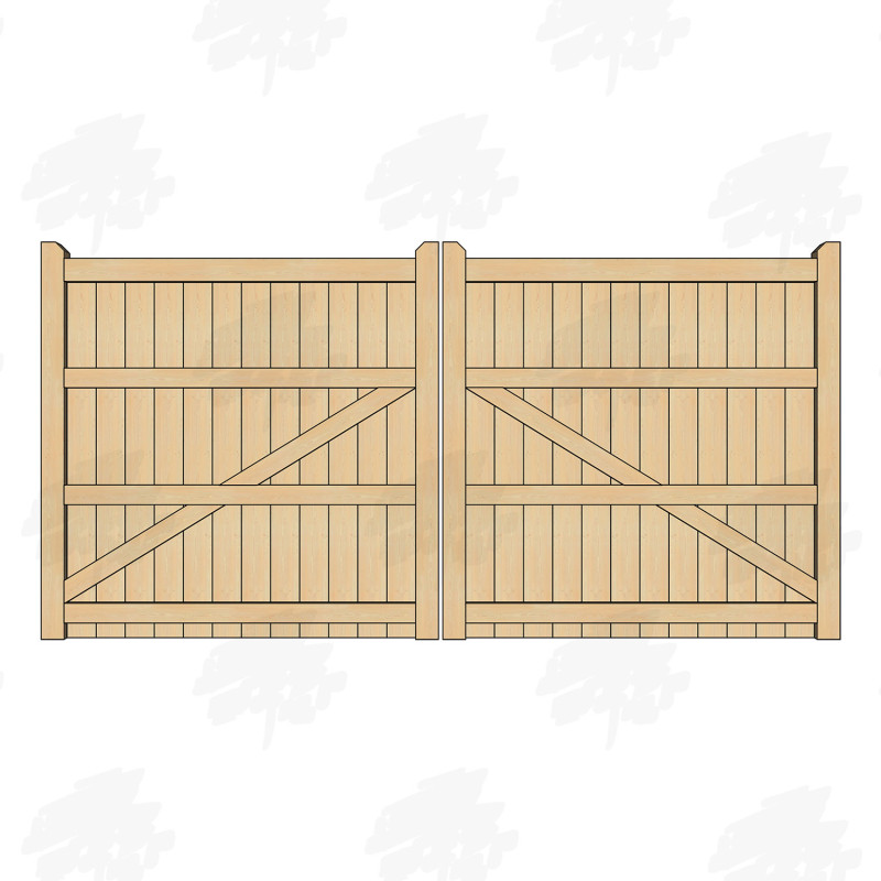 Pair of British Douglas Fir Flat Top Closeboard Driveway Gates